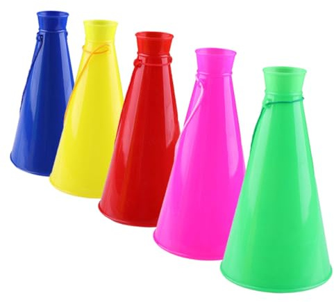 SOIMISS 5 Piezas de Bocinas de Mano para Animadores, Generadores de Ruido para Fiestas y Partidos de Fútbol, Plástico Ligero en Colores Amarillo, Rojo, Azul, Verde y Rosa para Eventos