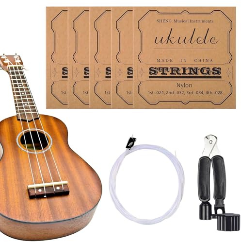 Ukulelensaiten | 5 Sets Nylon Universal langlebige Saiten – -Gitarrenzubehör – zum Üben von Musikinstrumenten, Gitarristen, Reisen, Schule, Outdoor, Urlaub, Party