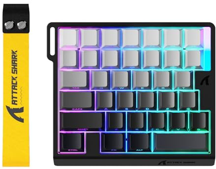 ATTACK SHARK M36 HE Teclado Gaming Manual interruptores magnéticos, tasa sondeo 8000Hz, RT 0,01mm, amortiguación 5 Capas Sonido HiFi, escaneo 128K, latencia 0,125ms, (Negro Gris)