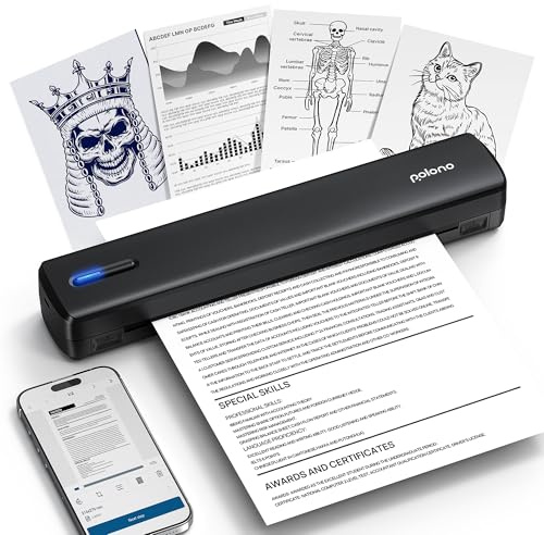 POLONO D810 Inkless A4 Portable Wireless Thermal Printer, Black