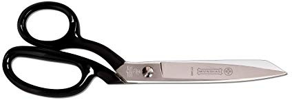Mundial 8 Industrial True Left-Hand Bent Trimmers – Heavy-Duty Nickel-Plated Sewing Shears with Knife Edge, Black Enamel Handle for Comfort – Durable Fabric Scissors for Left-Handed Users