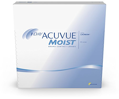 ACUVUE MOIST 1-Day Tageskontaktlinsen für empfindliche Augen & Allergiker – Tageskontaktlinsen mit -5 dpt und BC 8.5 – UV Schutz & Komfortables Tragegefühl – 90 Linsen