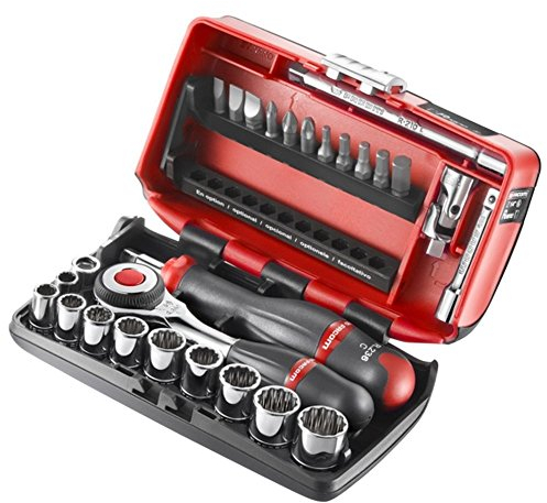 FACOM Sortiment mit Umschaltknarre 1/4“ mit 360° Drehgriff - Zöllisch, 1 Stück, R.360NANO-U112