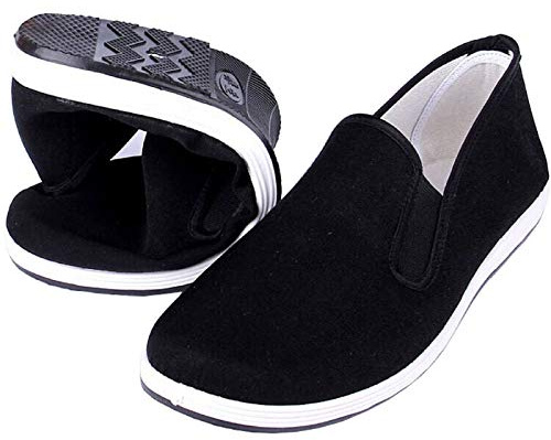 Anywell Kung Fu Tai Chi kampsport skor gummisula unisex kanvas halkskydd mode Qigong tränare svart, - svart - 46 EU
