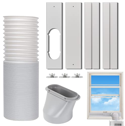 Kxuhivc Portable Air Conditioner Window Vent Kit, Adjustable Window Seal with 5.9 Inch Diameter, 59 Inch Length Exhaust Hose for A/C Unit Universal for Sliding Horizontal or Vertical Window