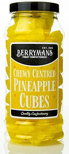 Original Chewy Centred Pineapple Cubes Cola Cubes Retro Sweets Gift Jar by Berrymans Sweet Shop - Classic Sweets, Traditional Taste.