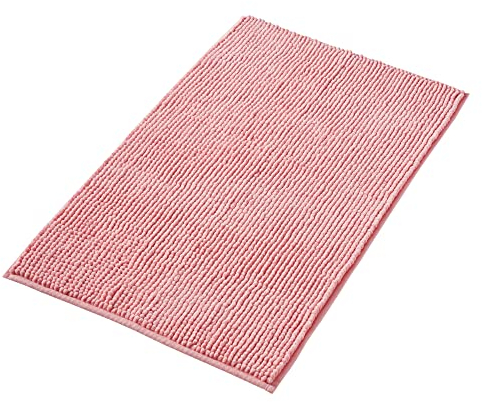 Decomira Badematte rutschfest | Als Badteppich Set kombinierbar | Badezimmer-Teppich Bad-Vorleger waschbar aus Chenille | Duschvorleger für Dusche, Badewannen, WC Deko | Rosa - 40x60 cm