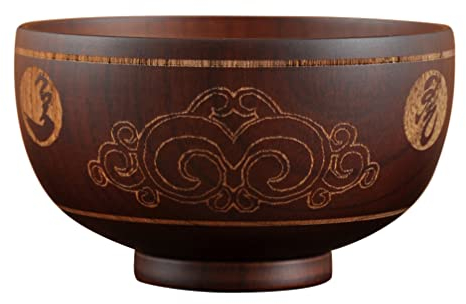 TOPBATHY Bol Bois Délicat Avec Motif Sculpté Bol à Découper De Style Tibétain Pour Riz Soupe Ou Nouilles