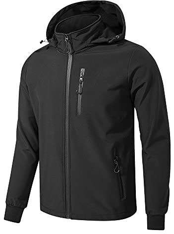 TONY BACKER Giacca Jacket Uomo In Softshell Impermeabile Antivento con Cappuccio Giubbotto Caldo Per Trekking Casual 6860 (IT, Testo, M, Regular, Regular, NERO-60)