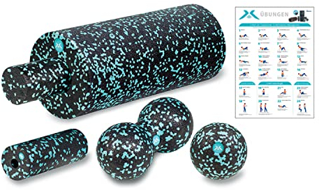 Genius Faszienrolle für Tiefenmassage (5tlg.) Massageroller für Triggerpunkte, Faszienball (Massageball), Fußroller – Für Rücken, Beine, Füße, Nacken & Plantarfasziitis