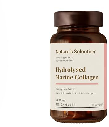 Pure Hydrolysed Marine Collagen Capsules 2400mg - Collagen Tablets High Strength Collagen Supplements for Women & Men - Skin, Hair, Nails & Joint Support - 120 Capsules - Made in the UK