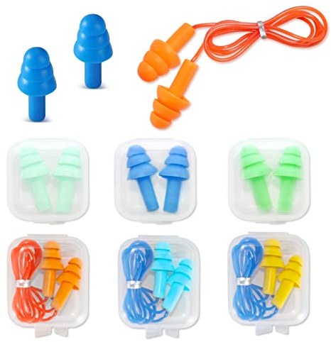 6 paires Bouchons d'oreilles en silicone pour natation -Bouchons d'oreilles pour dormir -Réduction du bruit, protection auditive, étanche