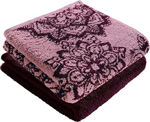 Erwin Müller Duschtuch Bühl 2er-Pack Beere Größe 70x140 cm - besonders flauschig, voluminös, äußerst saugfähig