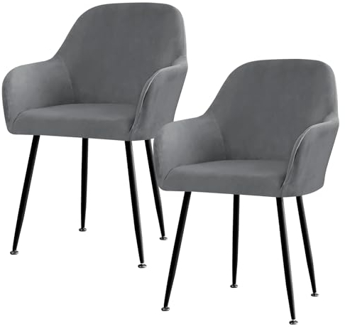 Betylifoy Dining Chair Cover Stretch Chair Cover Set of 2 Elastic Chair Covers with Armrest Removable Chair Covers Black Chair Slipcover for Dining Room Living Room Wedding Party Decoration (Grey)