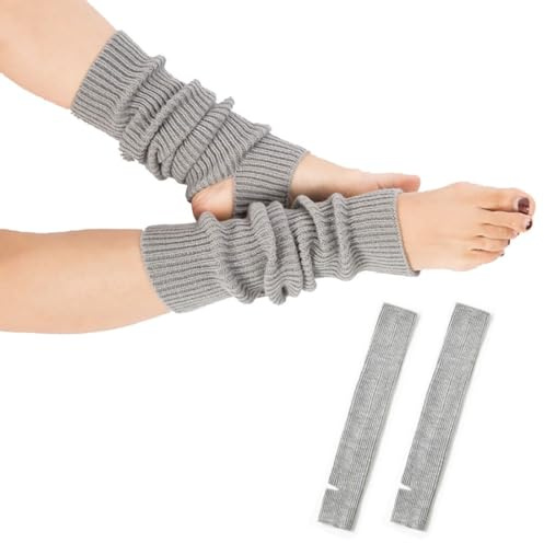 BZKSER Scaldamuscoli a Maglia - 1 Paio Protezione della Caviglia in Maglia Crochet Ginocchio,Scaldamuscoli da Balletto, per Yoga Danza Esercizio Palestra Caldi（Taglia Unica, Grigio Chiaro）