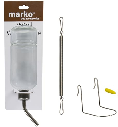 Marko Pet Accessories 750ml Glass Pet Water Bottle Large Feed Dispenser with Cage Mounting Kit Rabbit Guinea Pig Chew Proof Small Animal Drink Feeder