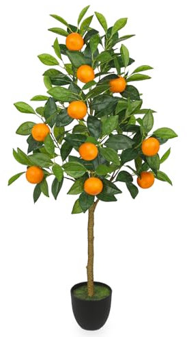 Oairse Artificial Orange Tree in Pot 3ft/91cm Tall Fake Citrus Tree with 10 Large Fruits Faux Tropical Plant for Indoor Outdoor Home Office Living Room Bedroom Patio Decor