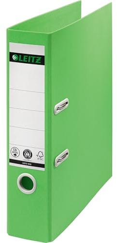 Leitz Ordner DIN A4 180° Recycle | 80mm Rückenbreite |Aktenordner Kartonordner 2-Ring-Mechanik Büroordner 1 Stück (Grün)
