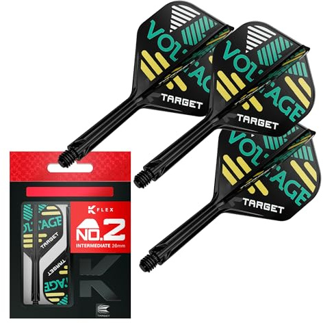 TARGET Darts Rob Cross K Flex Voli e sistema d'albero, No.2 (Intermedio, 26mm) | Confezione da 3 Kflex All In One Flights, Accessori per freccette Player Edition | Attacco manubrio K-Flex Dart