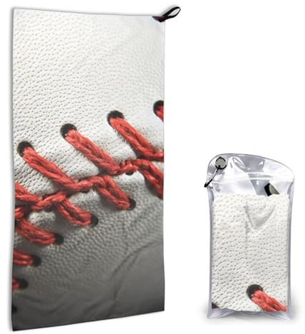 JKSEEPYN Baseball Lace Close Up Printed Microfiber Towel 40x80 CM, Absorbent Quick Dry Travel Towel Soft Sport Towels with PVC Bags for Shower Swim Pool Yoga Gym