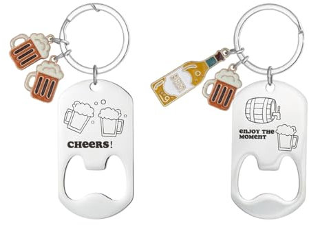 OUDQFCJ Décapsuleur Porte Clef avec Gravure, 2 pièces Acier Inoxydable Decapsuleur, Ouvre Bouteille Personnalisé, Décapsuleur Porte-Clés Personnalisé Cadeau pour Bière Boîtes Cuisine Bar