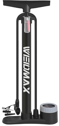 WEIDMAX Pompa per bicicletta con manometro, Pompa da pavimento per bicicletta con valvole Presta e Schrader per Strada MTB Palle sportive, ecc.