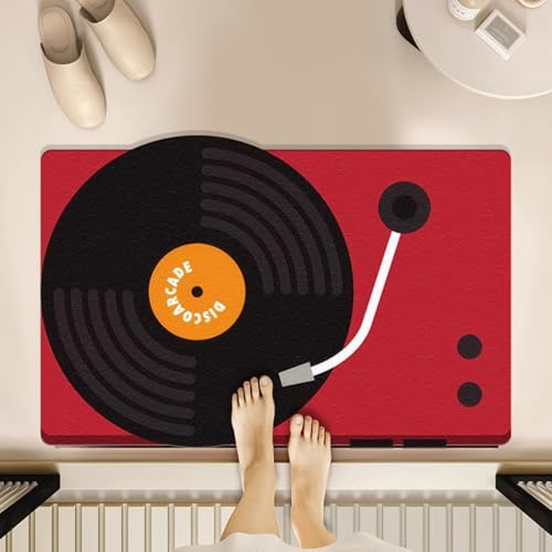 KRIPINC Tapis de Bain Diatomite Motif Disque Vinyle, Style C 60x90cm | Tapis de Douche Absorbant et Antidérapant, Tapis Décoratif pour Salon, Chambre, Descente de Lit, Extérieur de la Baignoire