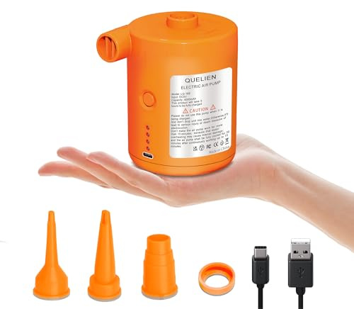 Portable Electric Air Pump for Inflatables Rechargeable – Mini USB-C Air Pump for Pool Floats, Air Mattress, Vacuum Storage Bags – Inflate & Deflate Tiny Pump for Travel, Camping, Home