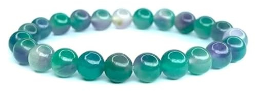 Naturligt fluoritarmband - 8 mm pärlor - eleganta och färgglada unisex smycken - autentisk sten skyddande gåva och lugn - energi- och litoterapiarmband för män och kvinnor