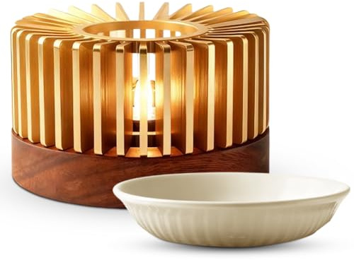 Lampe parfumée pour huiles essentielles et bougie chauffe-plat - Diffuseur d'arômes avec bol en céramique - Diamètre : 11 cm - En aluminium - Chauffe-thé, bougie - Alternative pour Scentsy, cire