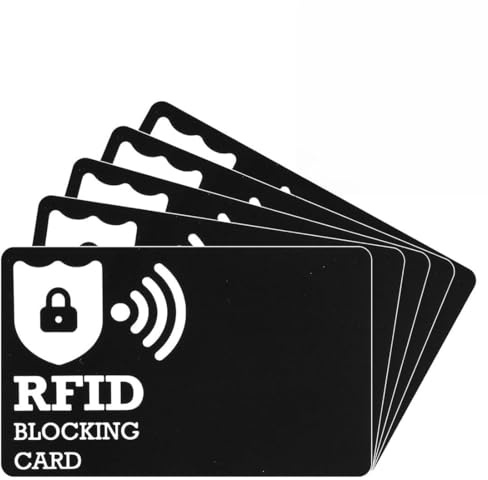 NOPVUFA 5 Pezzi Carte Anti-RFID Ultra-Sottili Protezione per Carte di Credito Antifurto Blocco RFID per Portafogli Carte di Sicurezza per Uomini e Donne Nero