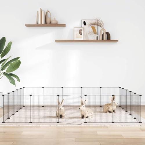 Ziaphsol Jaula para mascotas de 20 piezas, de acero con recubrimiento en polvo, paneles con puerta de 35 x 35 cm, para conejos, hámsteres, ratas, ratones, como rueda libre segura