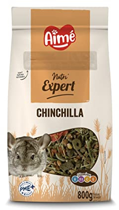 Aimé | Nutri'Expert | Nourriture pour Chinchilla | Mélange Premium Varié pour Rongeur | A base de vitamines A, D3, E, C | Fabriqué en France | 800g, 1 pack