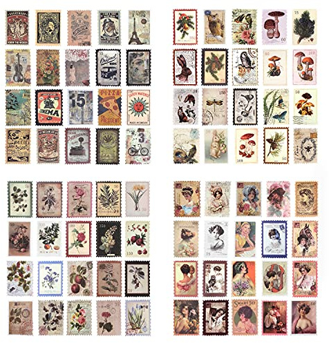 Mayplous Vintage Stamp Stickers - 4 Pack Retro Postage Seals for Planners, Journals, Scrapbooking | Washi Sealing Stickers for Notebooks, Diaries & DIY Crafts (Ancient)