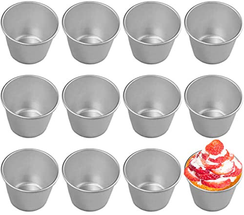 Good news 12 Pieces Pudding Molds for Baking Single Muffin Tin Cupcake Tin Ramekins Cups Nonstick Souffle Darioles Mould Aluminum,3.15 inch Height