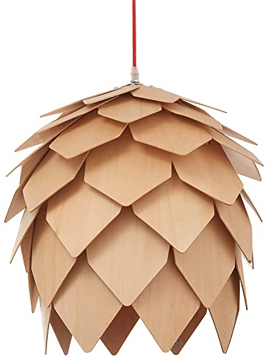 JUDU Moderno arte creativo madera de roble Pinecone DIY Puzzle Lámpara colgante Lámpara de araña Lámparas de madera colgantes comedor restaurante cocina bar retro arreglos Luminaire DIA 25cm