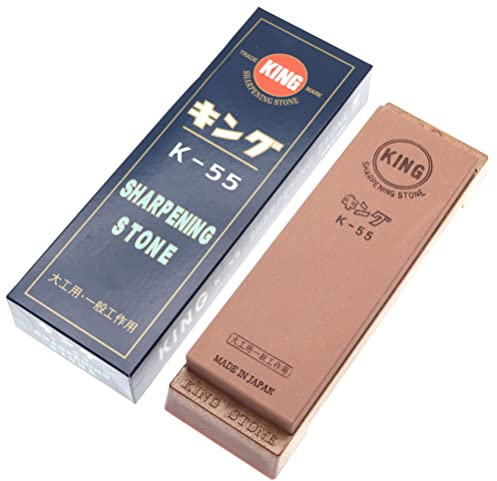 King Japanischer Schleifstein #1000 Körnung mit rutschfester Halterung, Whetstone Toishi, Wasserstein für Messer und Werkzeuge, hergestellt in Japan, 18,5 cm x 6,2 cm x 1,5 cm