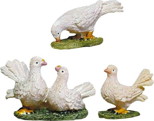 FADEDA 3 x gruppi di animali piccioni/altezza: 2 cm/dipinti a mano/personaggi fedeli ai dettagli, decorazione da tavolo di Natale accessori presepe