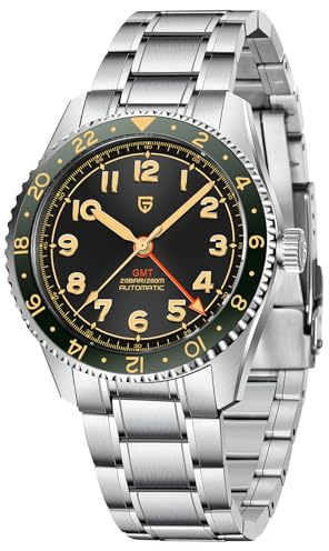 Pagani Design Montre pour Homme avec Lunette rotative et Lumineuse Automatique GMT Mouvement NH34A en Acier Inoxydable 40 mm (Green)
