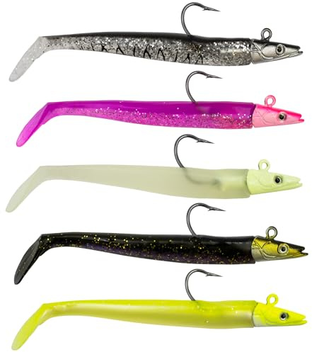 Team Deep Sea Sandeel Shad Set Gummifisch - Realistisches Sandaal-Imitat für das Meeresangeln Salzwasserfest (Light - 12cm - 16g)