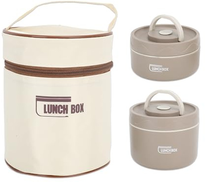 LICAEVEY para Adultos, Juego de Fiambreras Aislantes Portátiles, Fiambreras Apilables de Acero Inoxidable con Bolsa Térmica para Almuerzo Tazón para Sopa, Recipiente para Comida a Prueba