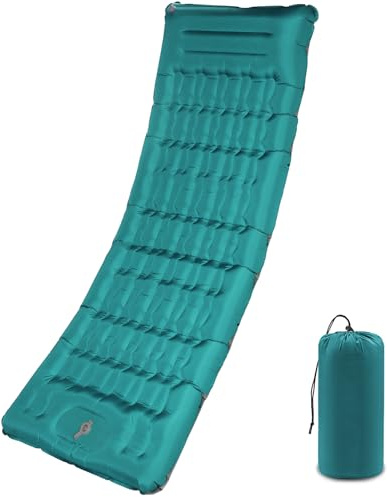 Colchoneta De Camping Inflable Autoinflable: Extra Gruesa 12 Cm Termo Colchón Inflable Con Almohada Plegable Colchoneta Autoinflable Con Bomba De Pie, Para Tienda Trekking Playa (Azul Pavo Real)