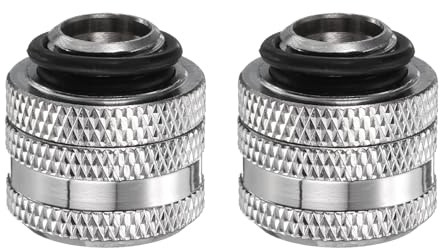 sourcing map 2 adaptadores de refrigeración de agua G1/4 pulgadas de rosca a tubo duro de 14 mm de diámetro exterior de compresión, accesorio extensor de cobre con junta tórica de apriete para sistema