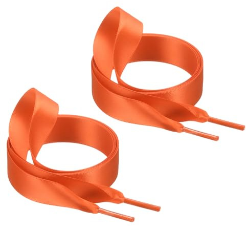 QUARKZMAN 47 tum satinband skosnören, 3/4 tum breda sidenplatta skosnören för kvinnor skodekoration, orange, apelsin, 47