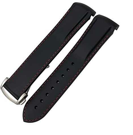 Gummi silikon klockband 19mm 20mm 21mm 22mm för hydrokonques erövring vhp vattentät sport klocka rem/svart orange/22mm