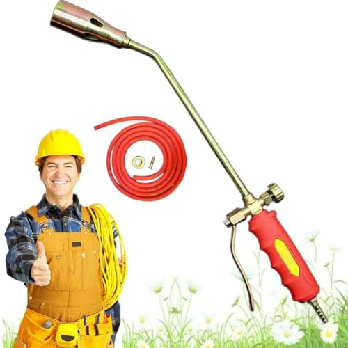 Kit de brûleur de mauvaises herbes au propane à haut rendement, 1 900 000 BTU avec tube de 2/5 m et allumage par poussée, lanceur de flamme robuste pour jardin, toit, allée, utilisation agricole (tube