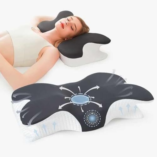 Almohada Cervicales y Cuello de Espuma Viscoelástica | Almohada Antirronquidos y Ergonómica para Apnea del Sueño| Almohada Ortopedica para Dormir de Lado Boca Arriba/Abajo que Mejora el Sueño Profundo