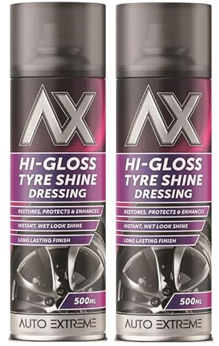 Hi-Gloss Tyre Shine Dressing - Long-Lasting Wet Look Tyre Cleaner & Restorer – High Performance Spray for Deep Black Shine – Cleans, Protects & Revives Rubber - 500ml (2)