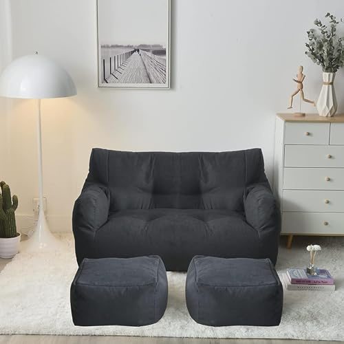 Fodera per poltrona sacco (senza imbottitura), per adolescenti e adulti, imbottitura ultra morbida in memory foam, per mobili da soggiorno, nero