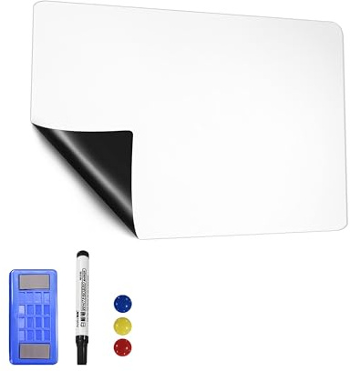 AMIGO Rollo de Pizarra Blanca Magnética, 40 x 80 cm, Papel Pizarra Adhesiva para Pared, Whiteboard adecuado para Escuela, Familia y Oficina, con Rotuladores, Borrador e Imanes